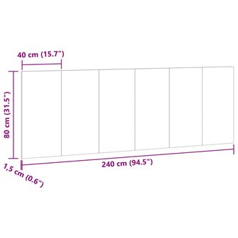 Hoofdbord wandmodel 240x1,5x80 cm bewerkt hout oud houtkleurig 7