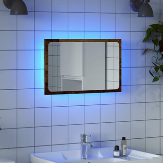 Badkamerspiegel met LED 60x8,5x38 cm oud houtkleurig 1
