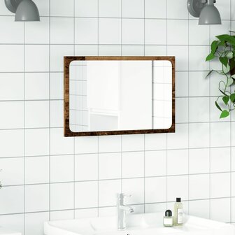 Badkamerspiegel met LED 60x8,5x38 cm oud houtkleurig 4