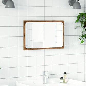 Badkamerspiegel met LED 60x8,5x38 cm artisanaal eikenkleurig 4