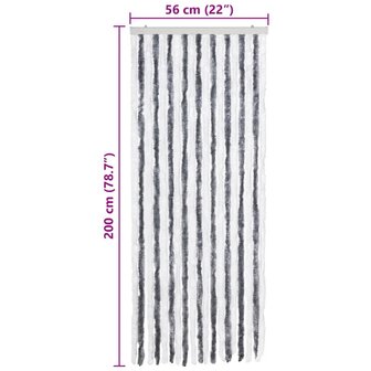 Vliegengordijn 56x200 cm chenille grijs en wit 7