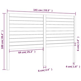 Hoofdbord 141x4x100 cm massief grenenhout 6