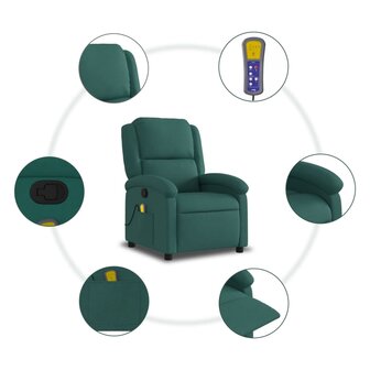 Massagestoel verstelbaar stof donkergroen 8