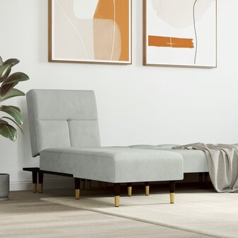 Chaise longue fluweel lichtgrijs 1