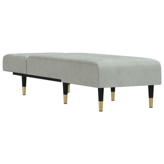 Chaise longue fluweel lichtgrijs 3