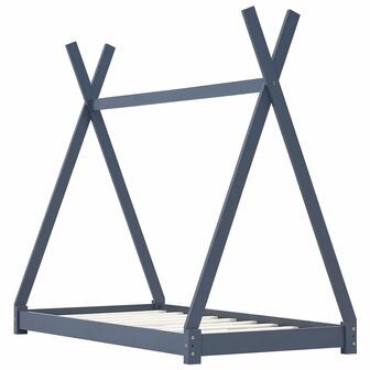 Kinderbedframe massief grenenhout grijs 80x160 cm 2