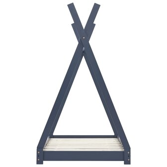 Kinderbedframe massief grenenhout grijs 80x160 cm 4
