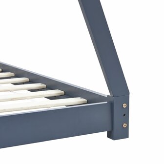 Kinderbedframe massief grenenhout grijs 80x160 cm 6
