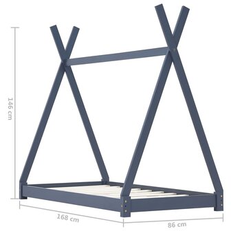 Kinderbedframe massief grenenhout grijs 80x160 cm 7