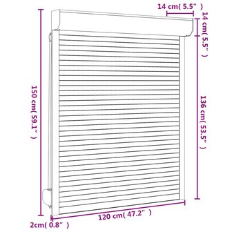Rolluik 120x150 cm aluminium wit 6