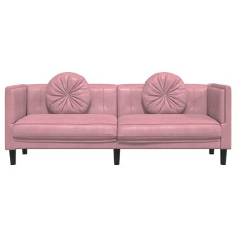 Bank met kussens 3-zits fluweel roze 4