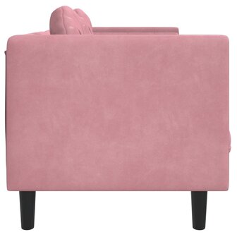 Bank met kussens 3-zits fluweel roze 5