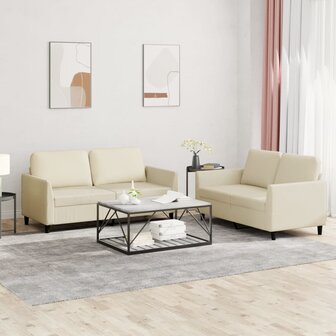 2-delige Loungeset met kussens kunstleer cr&egrave;me 1