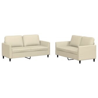 2-delige Loungeset met kussens kunstleer cr&egrave;me 2