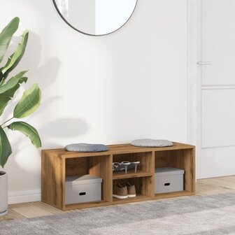 Schoenenopbergbank 105x35x35 cm bewerkt hout artisanaal eiken 3