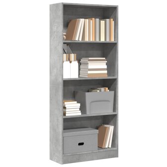 Boekenkast 60x24x143 cm bewerkt hout betongrijs 1