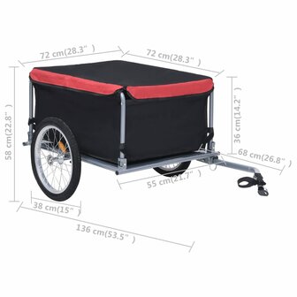 Fietstrailer 65 kg zwart en rood 8