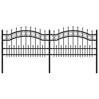 Tuinhek met spijlpunten 115 cm gepoedercoat staal zwart 2