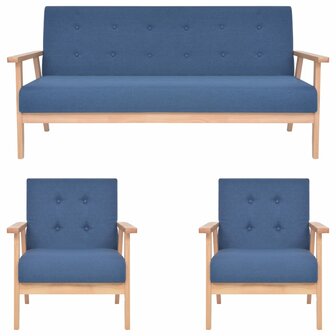 3-delig Bankstel stof blauw 1