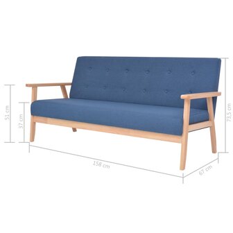 3-delig Bankstel stof blauw 11