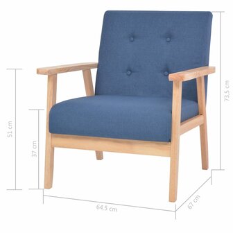 3-delig Bankstel stof blauw 12
