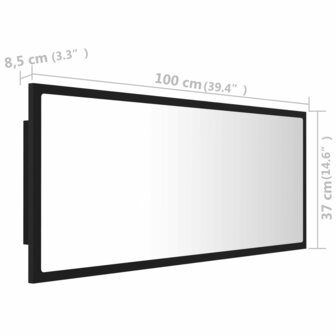Badkamerspiegel LED 100x8,5x37 cm acryl zwart 12