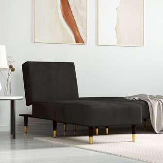 Chaise longue fluweel zwart 1