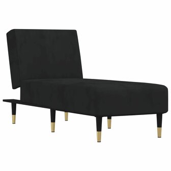 Chaise longue fluweel zwart 2