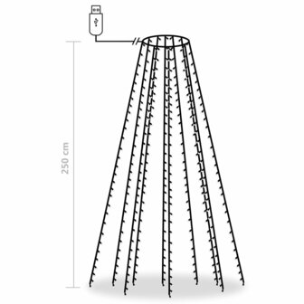 Kerstboomverlichting met 250 LED&amp;apos;s koudwit net 250 cm 8
