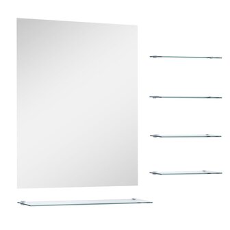 Wandspiegel met 5 schappen 50x60 cm zilverkleurig 2