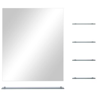 Wandspiegel met 5 schappen 50x60 cm zilverkleurig 3