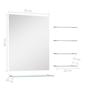 Wandspiegel met 5 schappen 50x60 cm zilverkleurig 6