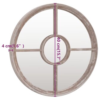 Tuinspiegel rond 40x4 cm ijzer zandkleurig 6