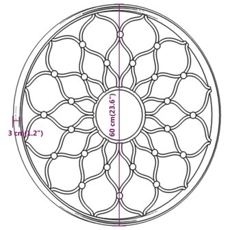 Tuinspiegel rond 60x3 cm ijzer zwart 6
