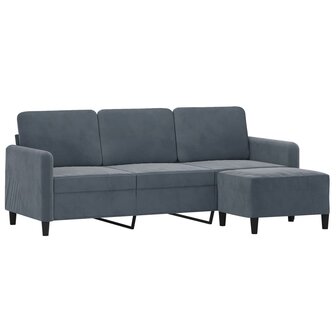 Driezitsbank met voetenbank 180 cm fluweel donkergrijs 3