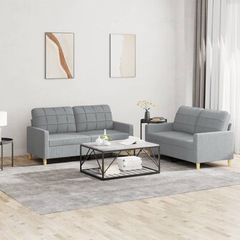 2-delige Loungeset met kussens stof lichtgrijs 1