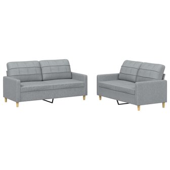 2-delige Loungeset met kussens stof lichtgrijs 2