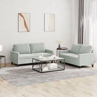 2-delige Loungeset met kussens fluweel lichtgrijs 1