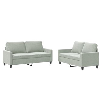 2-delige Loungeset met kussens fluweel lichtgrijs 2