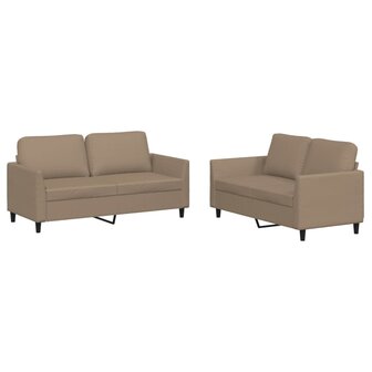 2-delige Loungeset met kussens kunstleer cappuccino 2