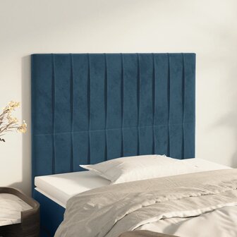 Hoofdborden 2 st 80x5x78/88 cm fluweel donkerblauw 1