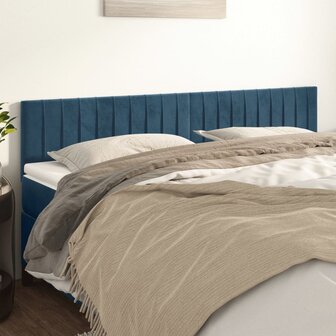 Hoofdborden 2 st 80x5x78/88 cm fluweel donkerblauw 1