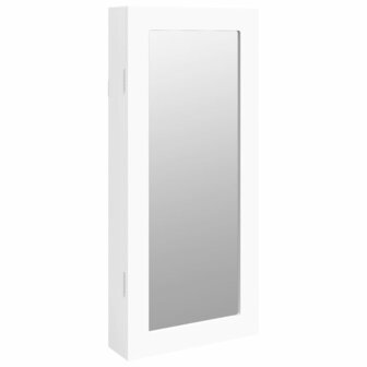 Sieradenkast met spiegel wandgemonteerd 30x8,5x67 cm wit 2