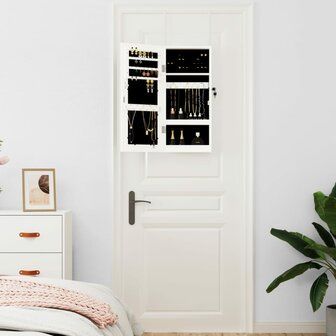 Sieradenkast met spiegel wandgemonteerd 30x8,5x67 cm wit 3