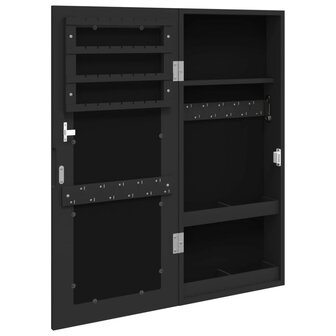 Sieradenkast met spiegel wandgemonteerd 30x8,5x67 cm zwart 5