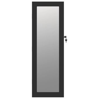 Sieradenkast met spiegel wandgemonteerd 30x8,5x90 cm zwart 4