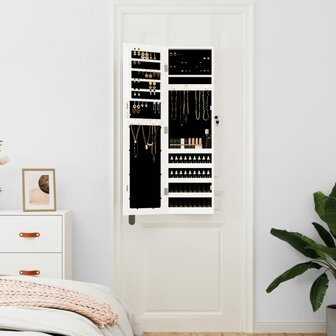 Sieradenkast met spiegel wandgemonteerd 30x8,5x106 cm wit 3
