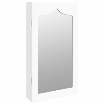 Sieradenkast met spiegel wandgemonteerd 37,5x10x67 cm wit 2