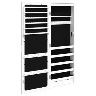 Sieradenkast met spiegel en LED wandgemonteerd wit 8