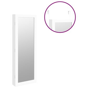 Sieradenkast met spiegel en LED wandgemonteerd wit 9